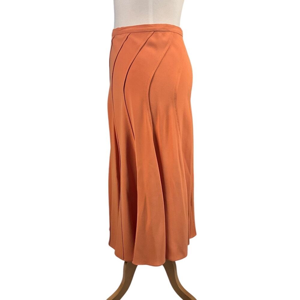 Doncaster Silk Midi Skirt Size 10 Burnt Orange Old Money Classic Workwear Luxury - Picture 3 of 8